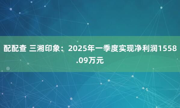 配配查 三湘印象：2025年一季度实现净利润1558.09万元